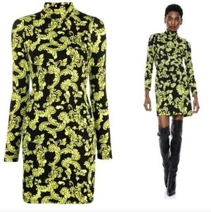 Alice + olivia delora turtleneck floral lime mini dress Size 8  $330